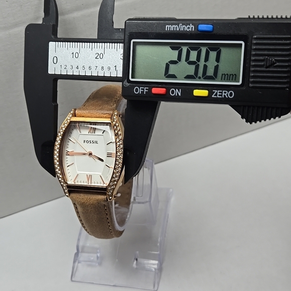 Fossil Wallace ES3108 Womens Rose Gold Tonneau Crystal Quartz Watch New Battery - Picture 4 of 11